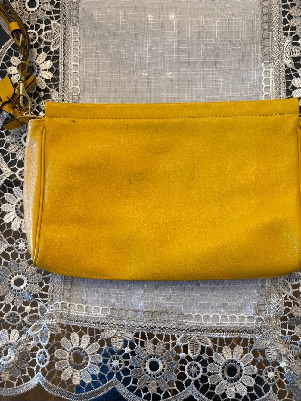 COACH Yellow Leather Clutch with Front Zip